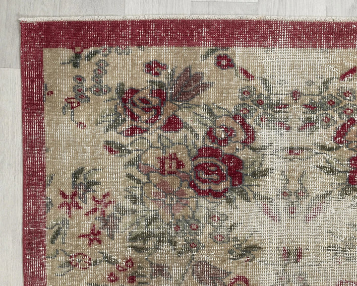 Multicolor Turkish Oushak Rug 3' 4" x 6' 3" Hand-Knotted | No. VR47667