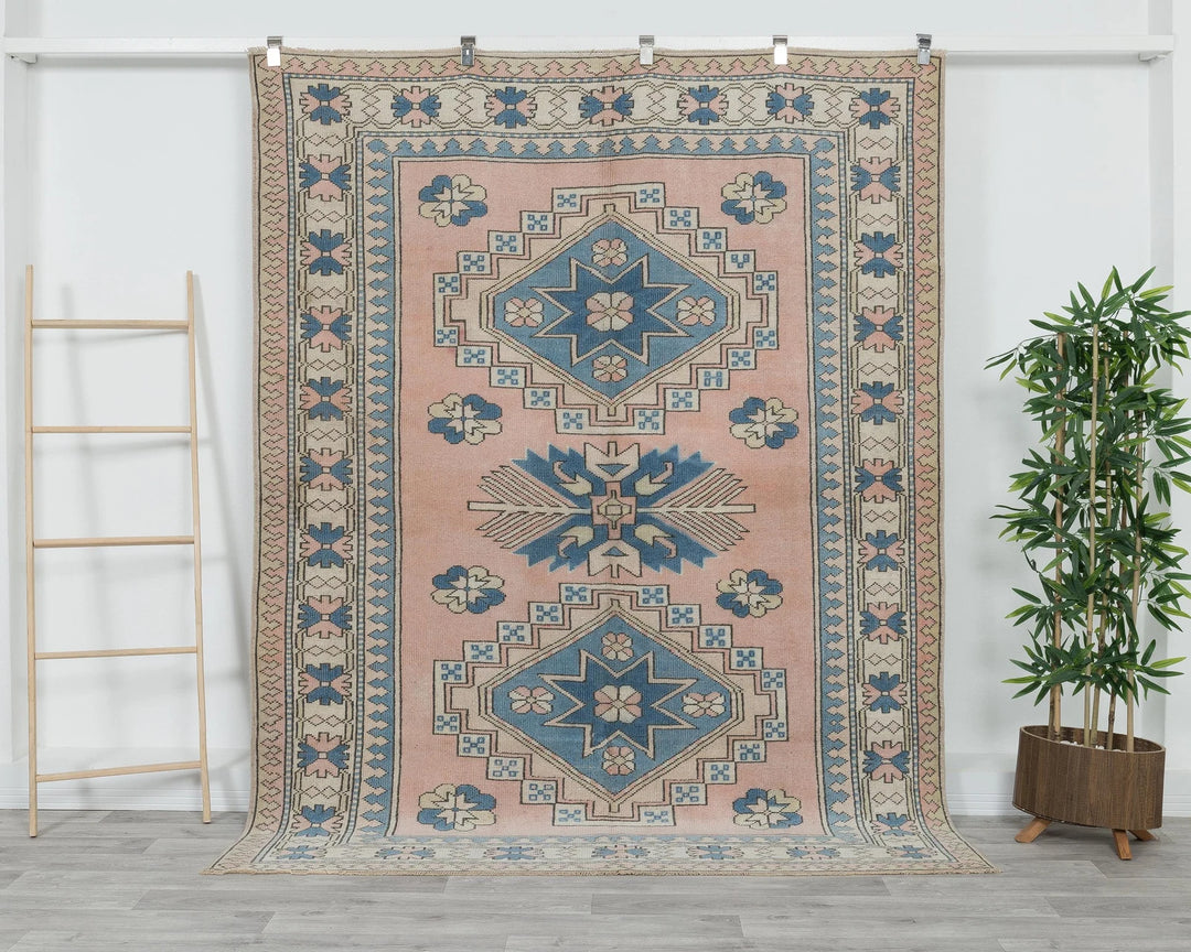 Multicolor Turkish Oushak Rug 5' 11" x 7' 10" Hand-Knotted