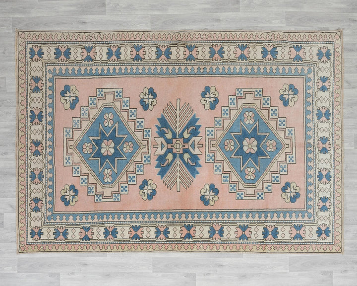 Multicolor Turkish Oushak Rug 5' 11" x 7' 10" Hand-Knotted close-up