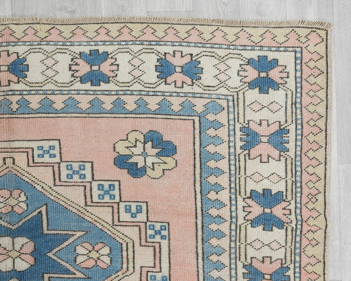 Multicolor Turkish Oushak Rug 5' 11" x 7' 10" Hand-Knotted border