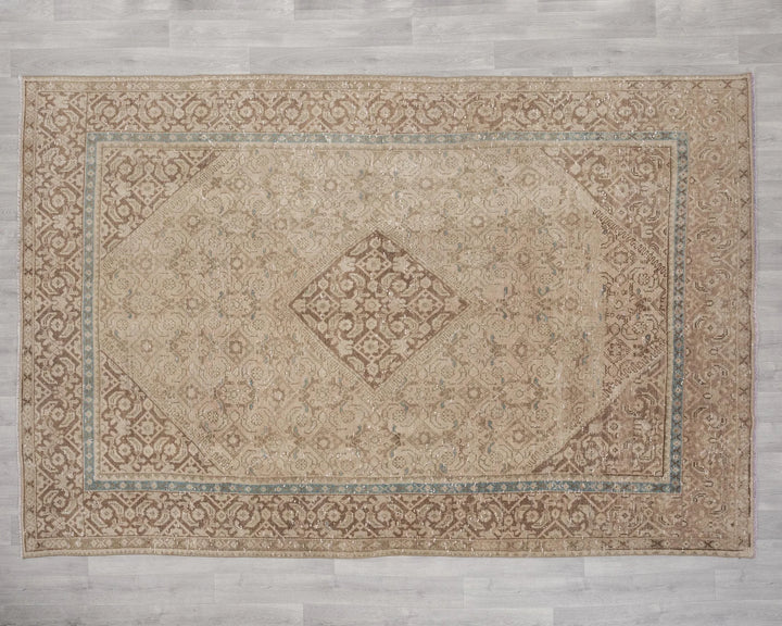 Beige Turkish Oushak Rug 6'9" x 9'8" Hand-Knotted | No. VR47879