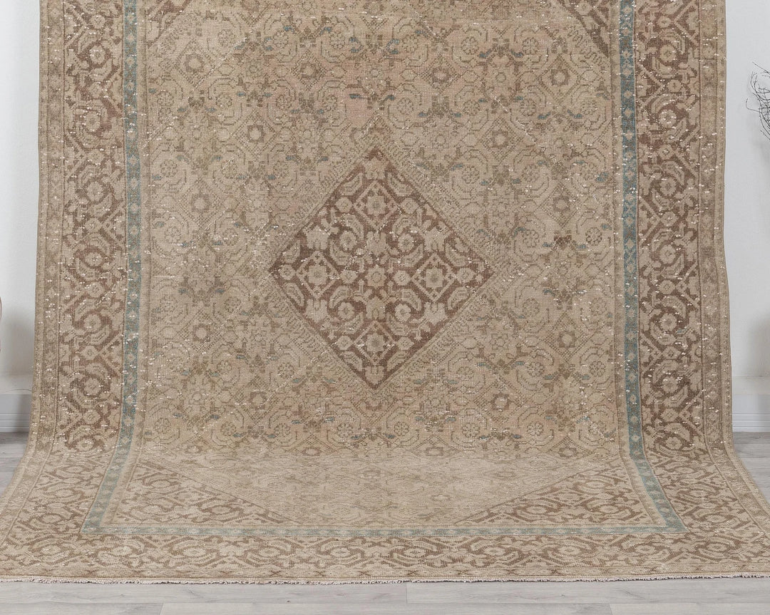 Beige Turkish Oushak Rug 6'9" x 9'8" Hand-Knotted | No. VR47879
