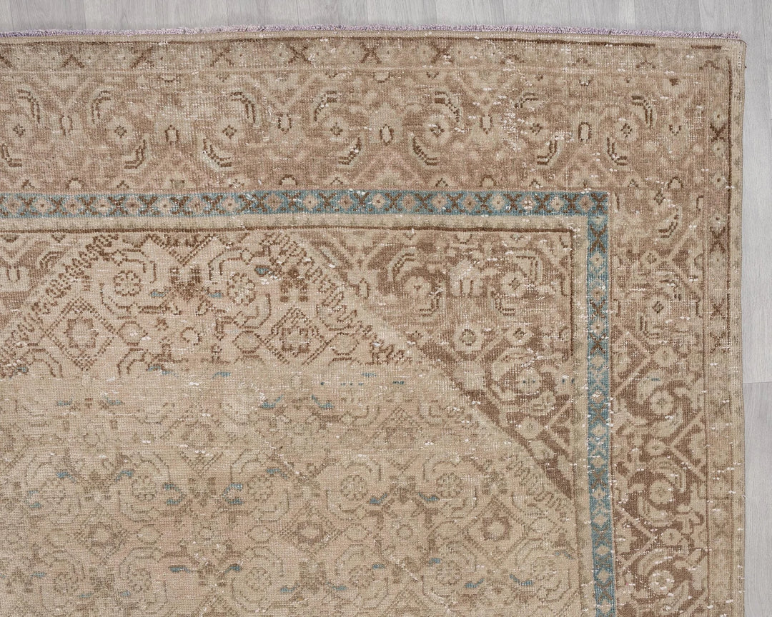 Beige Turkish Oushak Rug 6'9" x 9'8" Hand-Knotted | No. VR47879