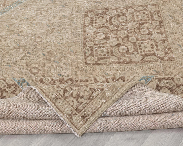 Beige Turkish Oushak Rug 6'9" x 9'8" Hand-Knotted | No. VR47879