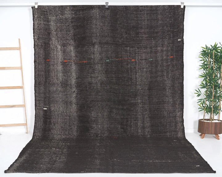 Brown Turkish Kilim Rug 7' 1" x 10' 8" Flat-Weave | No. VR48164