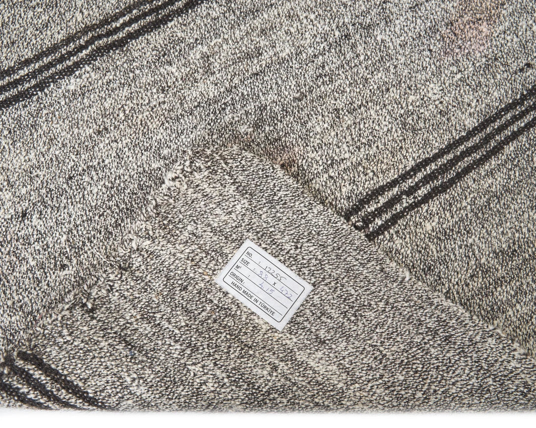 Gray Turkish Kilim Rug 2'11" x 15'6" Flat-Weave | No. VR48213