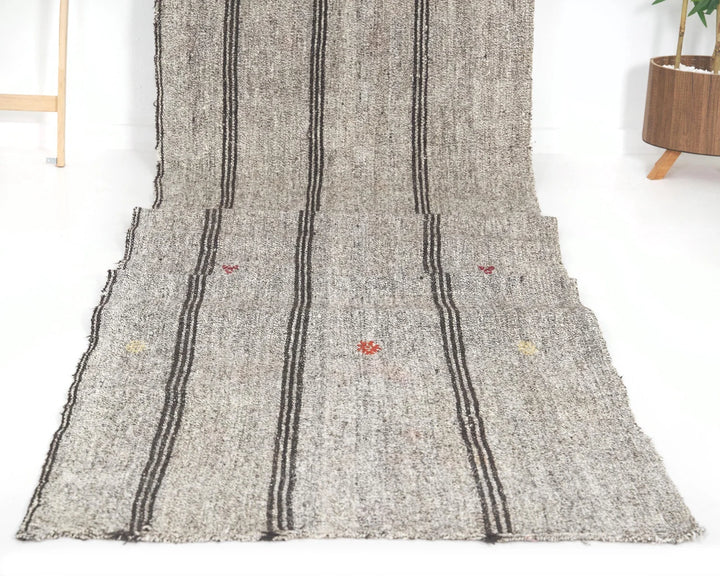 Gray Turkish Kilim Rug 2'11" x 15'6" Flat-Weave | No. VR48213
