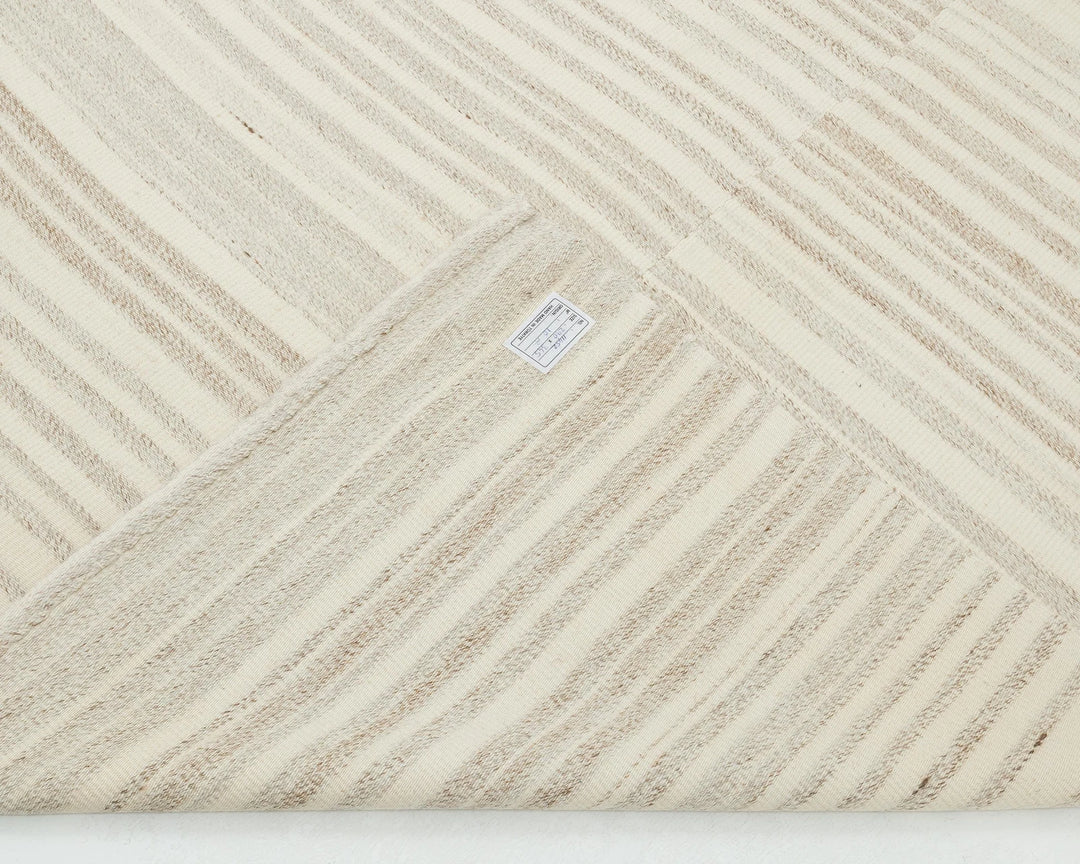 Beige Turkish Kilim Rug 9' 6" x 11' 4" Flat-Weave field