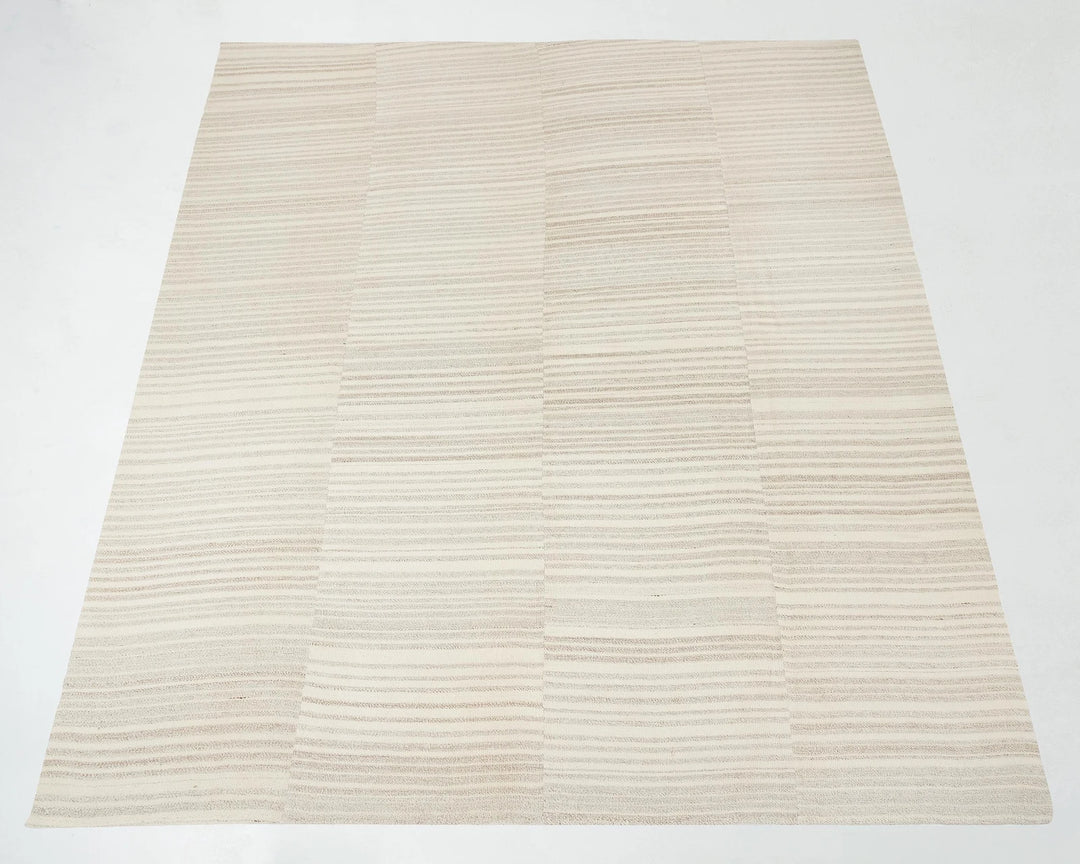 Beige Turkish Kilim Rug 9' 6" x 11' 4" Flat-Weave reverse