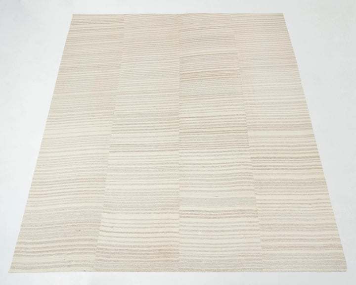Beige Turkish Kilim Rug 9' 6" x 11' 4" Flat-Weave reverse