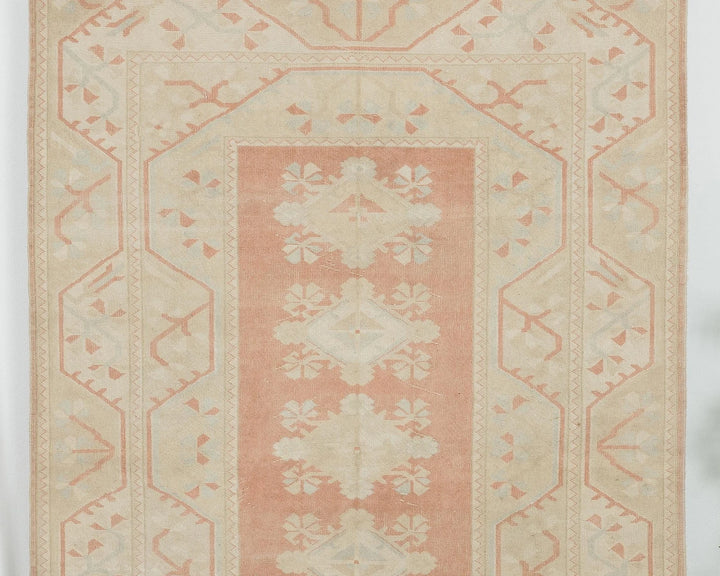 Beige Turkish Oushak Rug 5'1" x 7'7" Hand-Knotted | No. VR48243