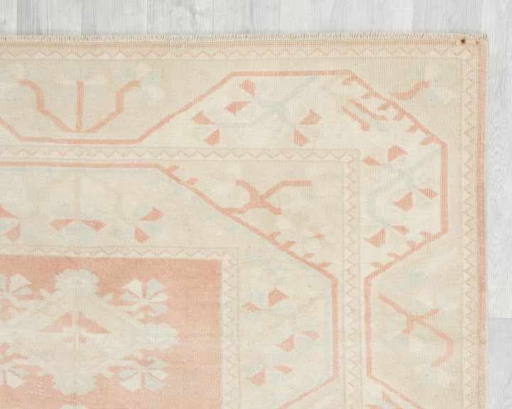 Beige Turkish Oushak Rug 5'1" x 7'7" Hand-Knotted | No. VR48243