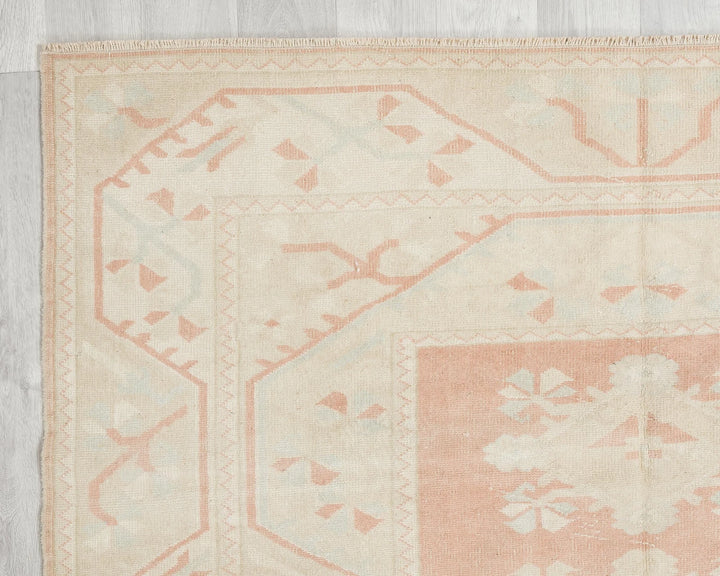 Beige Turkish Oushak Rug 5'1" x 7'7" Hand-Knotted | No. VR48243