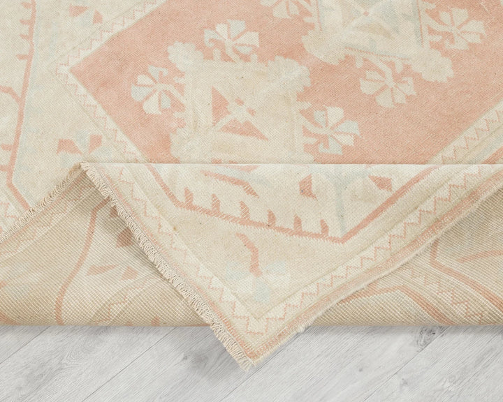 Beige Turkish Oushak Rug 5'1" x 7'7" Hand-Knotted | No. VR48243