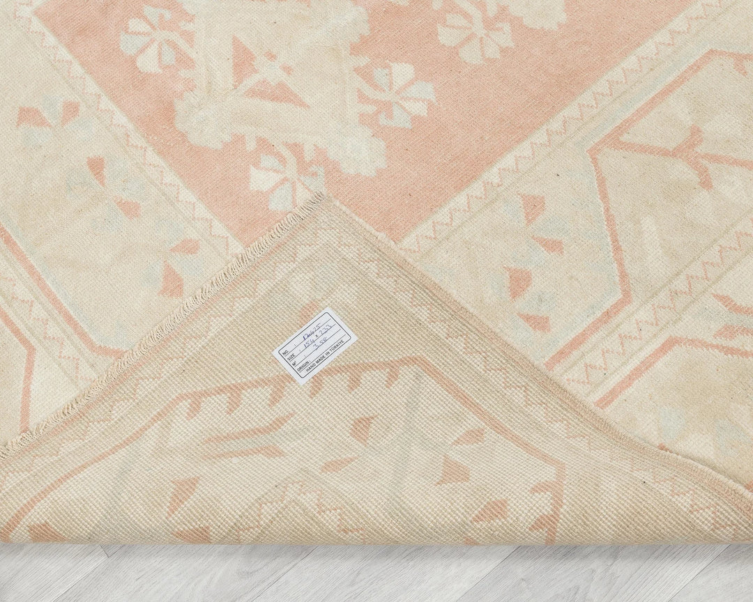 Beige Turkish Oushak Rug 5'1" x 7'7" Hand-Knotted | No. VR48243