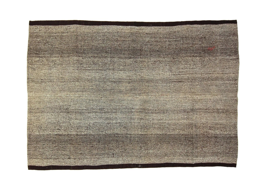 Black Turkish Kilim Rug 7' 10" x 5' 5" Flat-Weave | No. VR48276