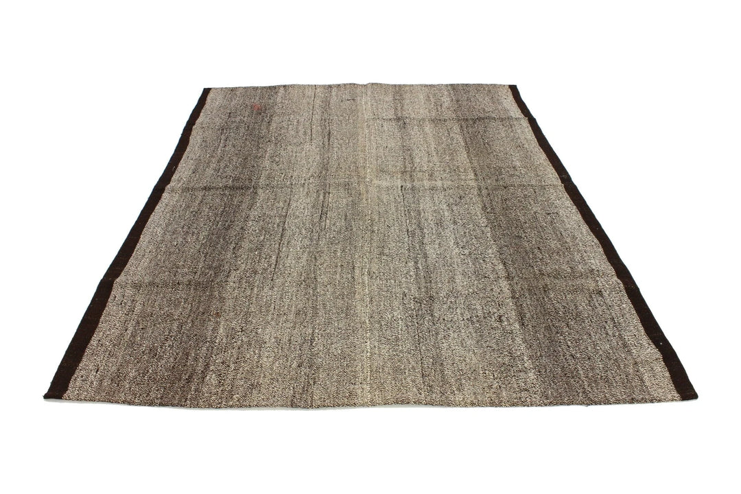 Black Turkish Kilim Rug 7' 10" x 5' 5" Flat-Weave | No. VR48276
