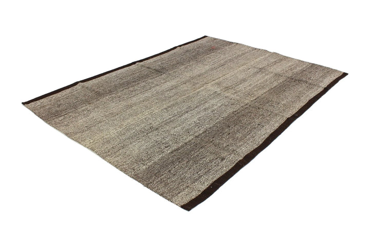 Black Turkish Kilim Rug 7' 10" x 5' 5" Flat-Weave | No. VR48276