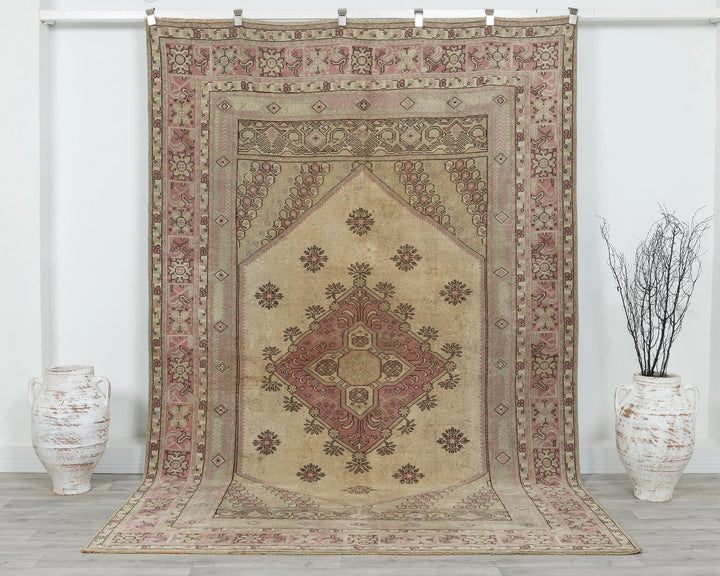 Multicolor Turkish Oushak Rug 9' 7" x 6' 3" Hand-Knotted | No. VR48441