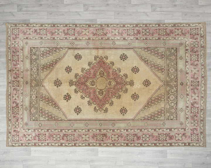 Multicolor Turkish Oushak Rug 9' 7" x 6' 3" Hand-Knotted | No. VR48441