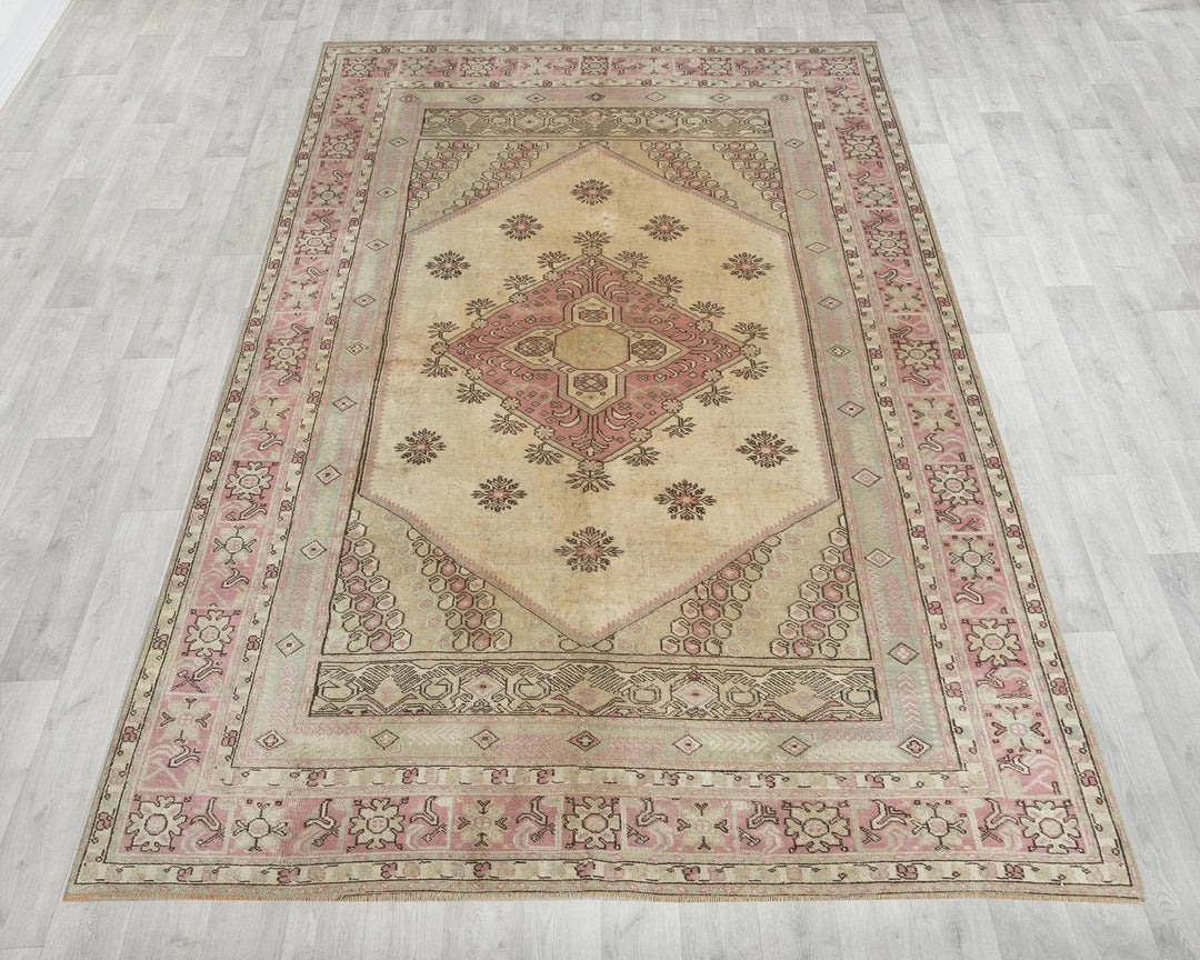 Multicolor Turkish Oushak Rug 9' 7" x 6' 3" Hand-Knotted | No. VR48441