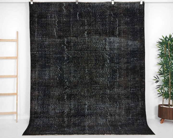 Black Turkish Vintage Rug 6' x 7' 9" Hand-Knotted | No. VR48579