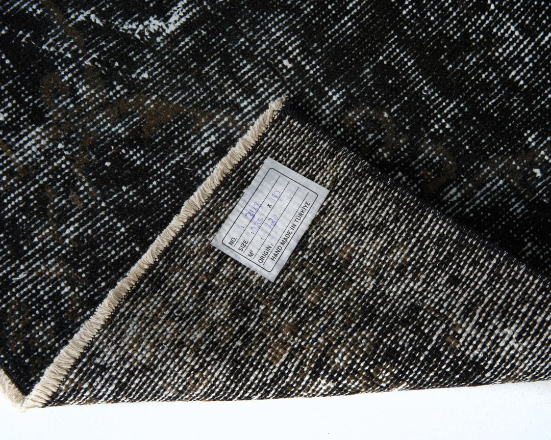 Black Turkish Vintage Rug 6' x 7' 9" Hand-Knotted | No. VR48579