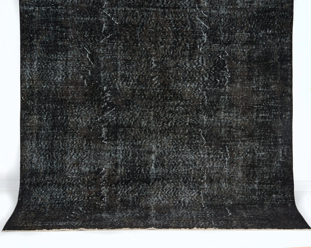 Black Turkish Vintage Rug 6' x 7' 9" Hand-Knotted | No. VR48579