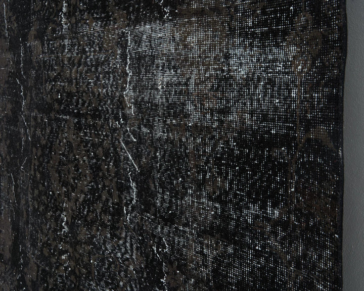 Black Turkish Vintage Rug 6' x 7' 9" Hand-Knotted | No. VR48579