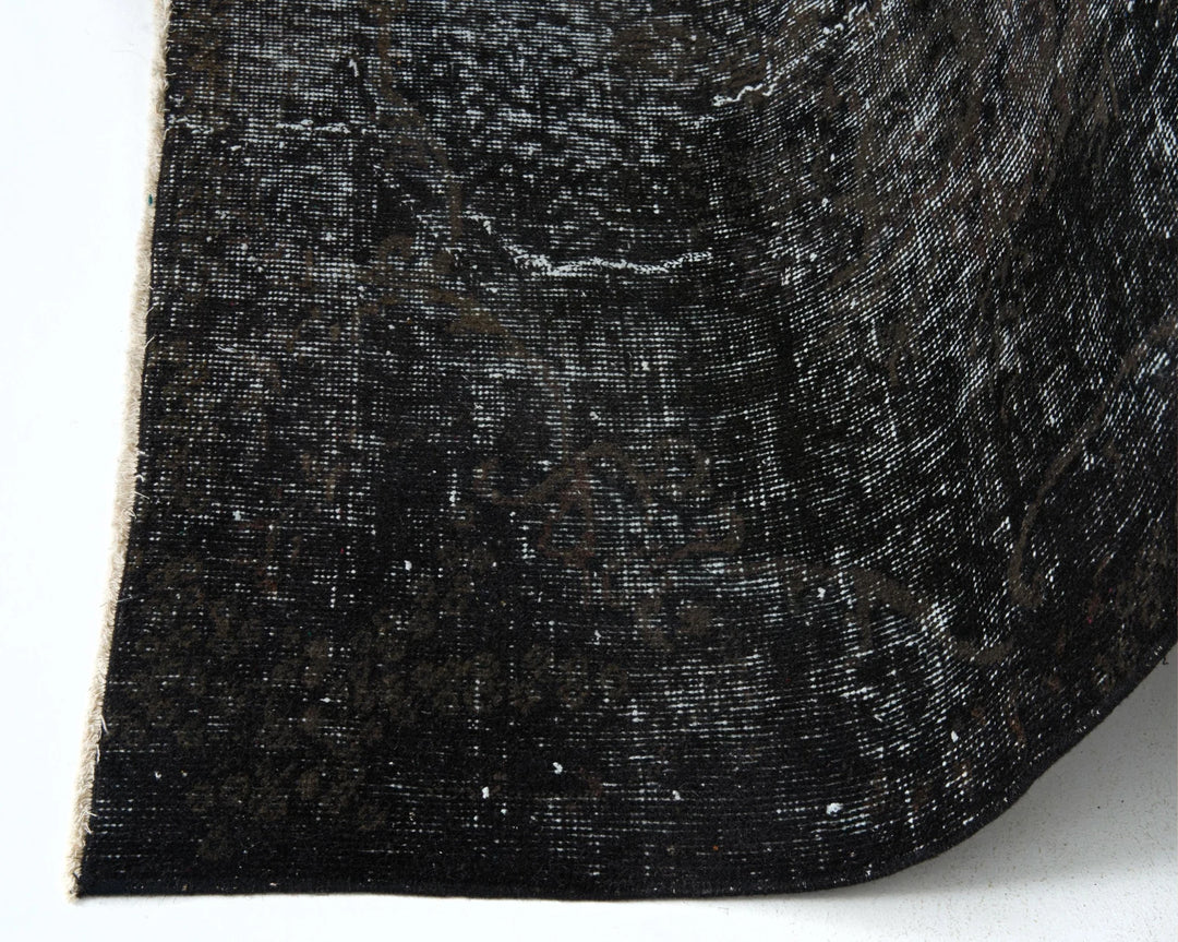 Black Turkish Vintage Rug 6' x 7' 9" Hand-Knotted | No. VR48579