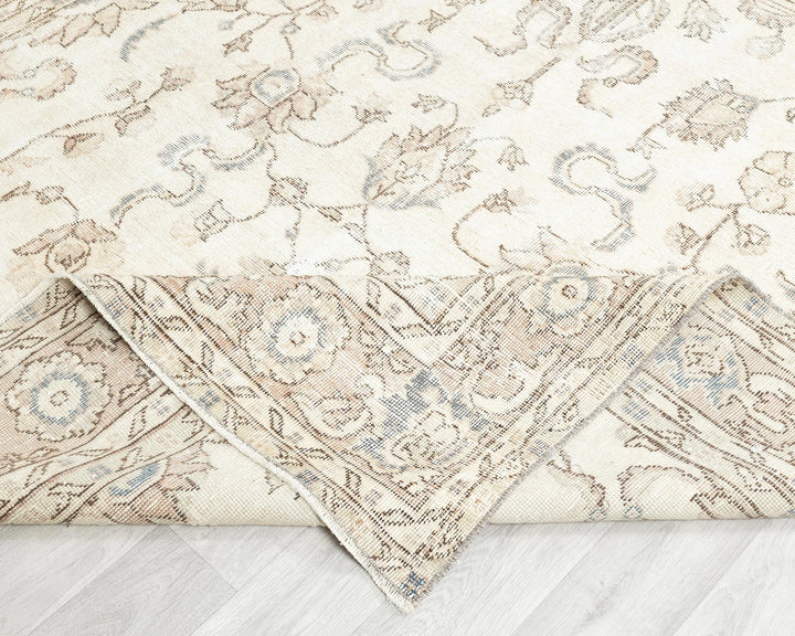 Beige Turkish Oushak Rug 6' 2" x 10' 4" Hand-Knotted field