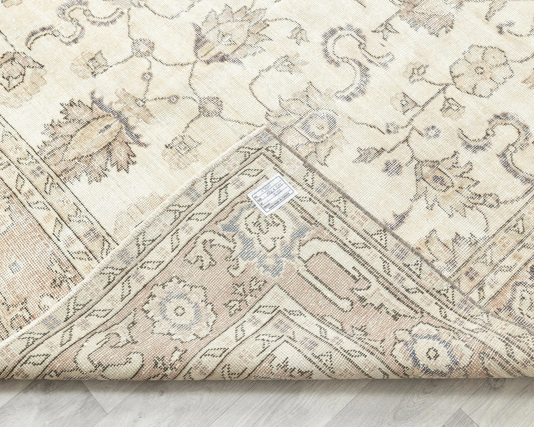 Beige Turkish Oushak Rug 6' 2" x 10' 4" Hand-Knotted texture