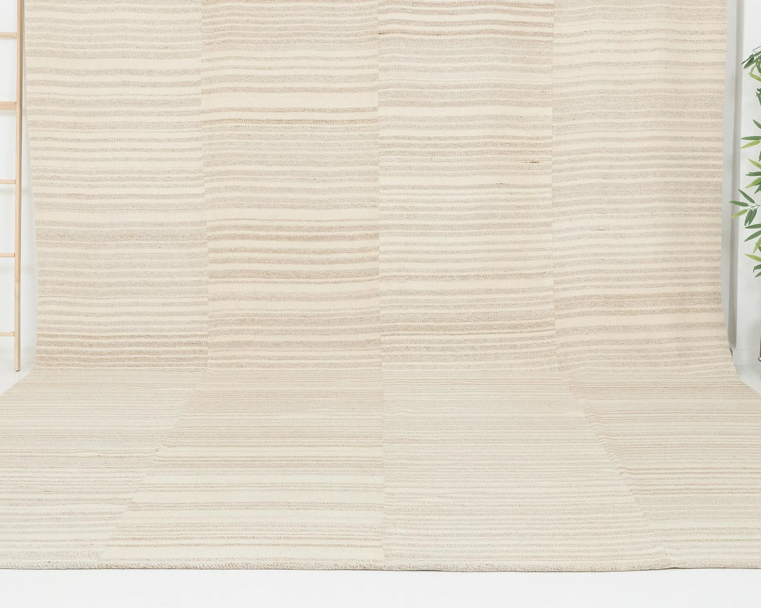 Beige Turkish Kilim Rug 9'6" x 12'10" Flat-Weave | No. VR48799