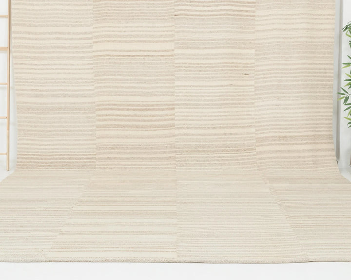 Beige Turkish Kilim Rug 9'6" x 12'10" Flat-Weave | No. VR48799