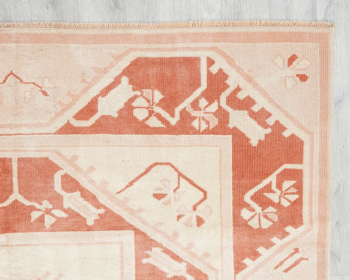 Red Turkish Oushak Rug 7'7" x 5'9" Hand-Knotted | No. VR48910