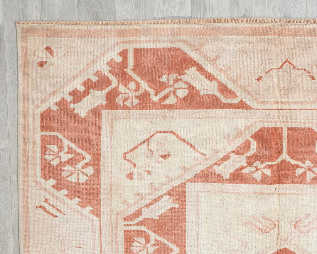 Red Turkish Oushak Rug 7'7" x 5'9" Hand-Knotted | No. VR48910