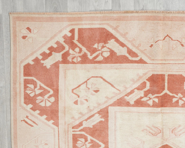 Red Turkish Oushak Rug 7'7" x 5'9" Hand-Knotted | No. VR48910