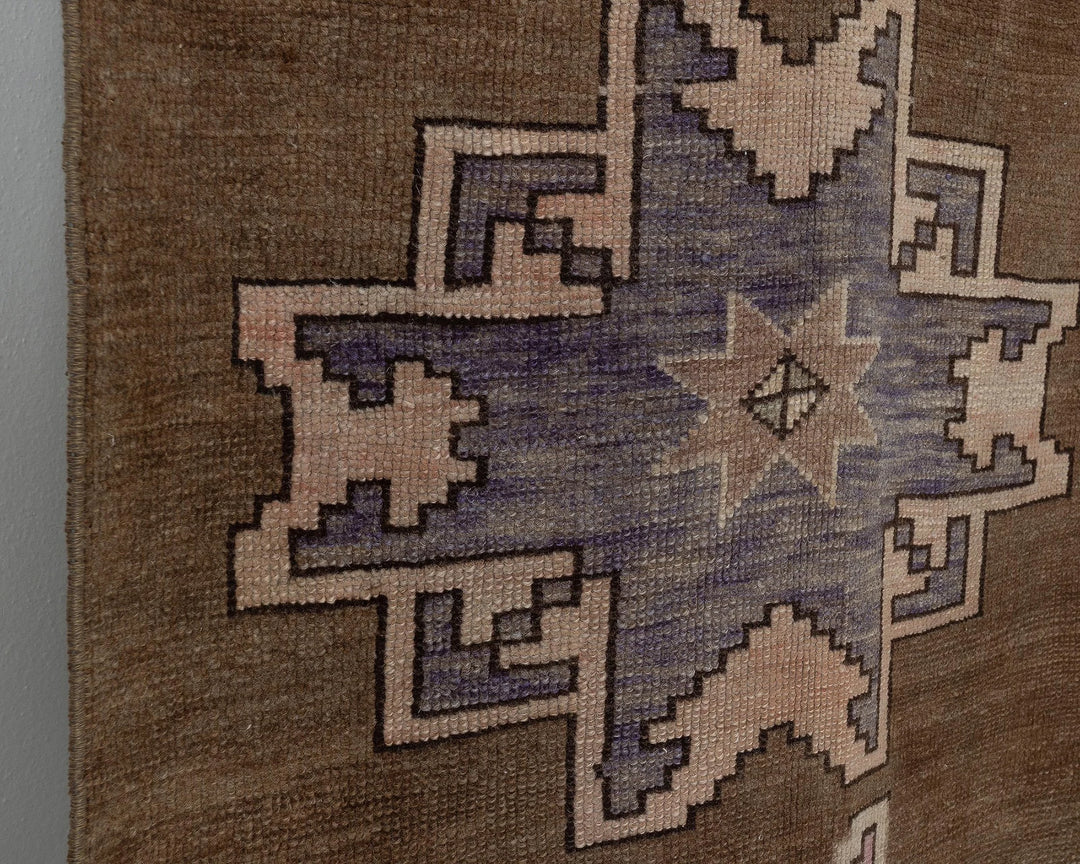 Rust Turkish Oushak Rug 2'7" x 7'3" Hand-Knotted close-up
