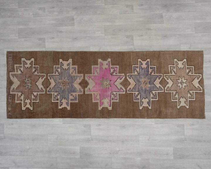 Rust Turkish Oushak Rug 2'7" x 7'3" Hand-Knotted reverse