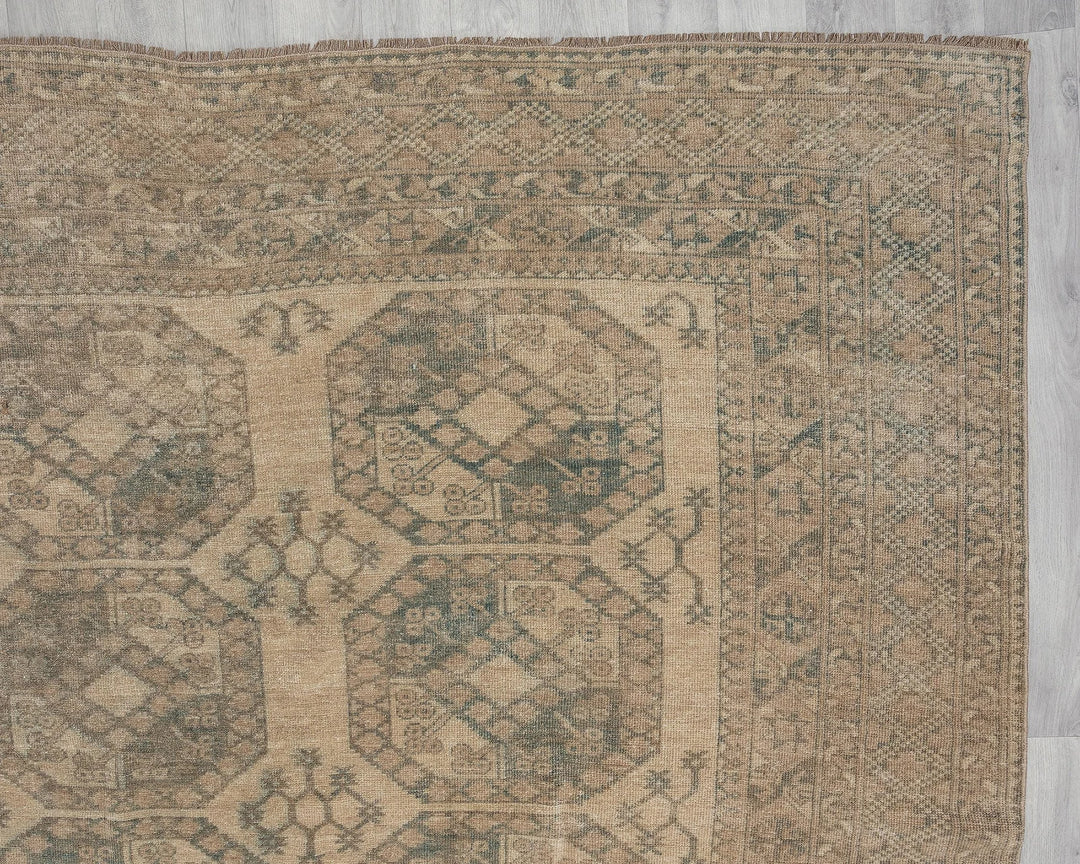 Beige Turkish Oushak Rug 8'7" x 11' Hand-Knotted pattern