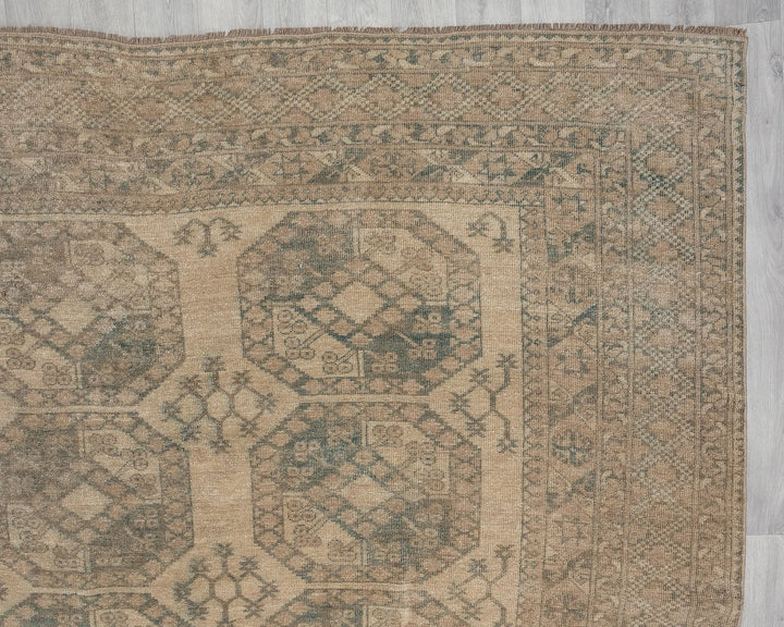 Beige Turkish Oushak Rug 8'7" x 11' Hand-Knotted pattern