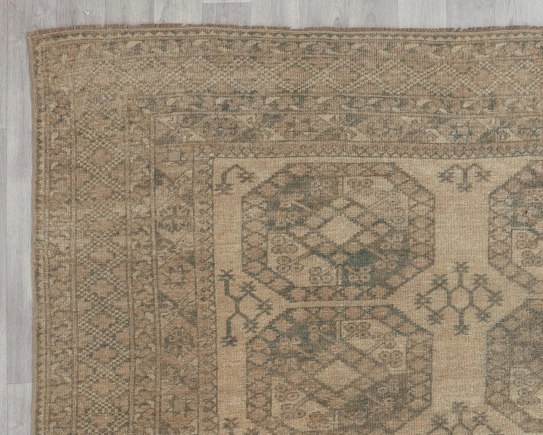Beige Turkish Oushak Rug 8'7" x 11' Hand-Knotted border