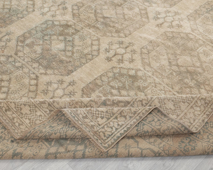 Beige Turkish Oushak Rug 8'7" x 11' Hand-Knotted field