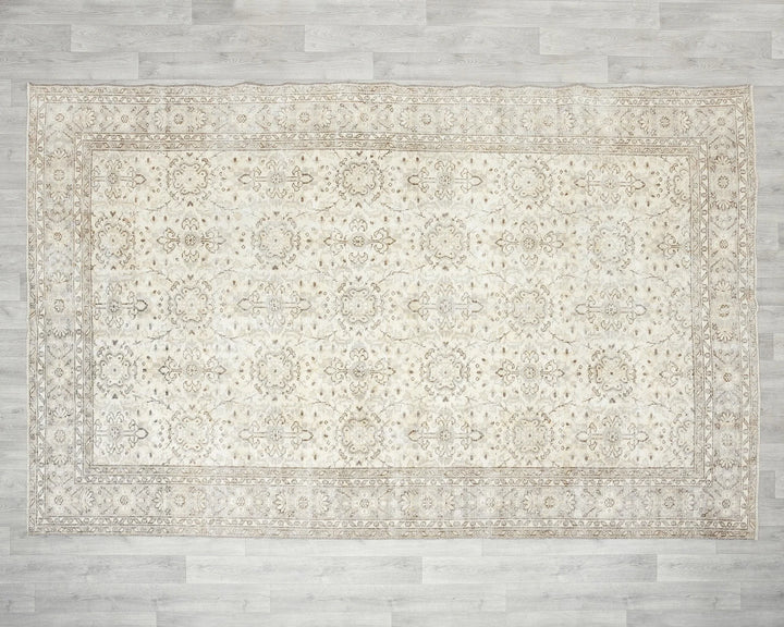 Beige Turkish Oushak Rug 6'8" x 10'1" Hand-Knotted view 9