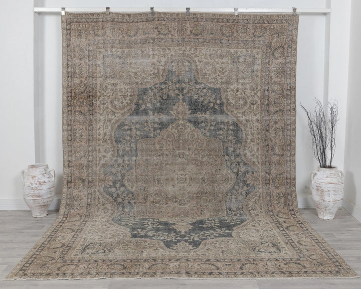 Blue Turkish Oushak Rug 8' x 11' 2" Hand-Knotted | No. VR49803
