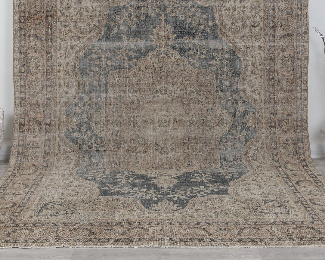 Blue Turkish Oushak Rug 8' x 11' 2" Hand-Knotted | No. VR49803
