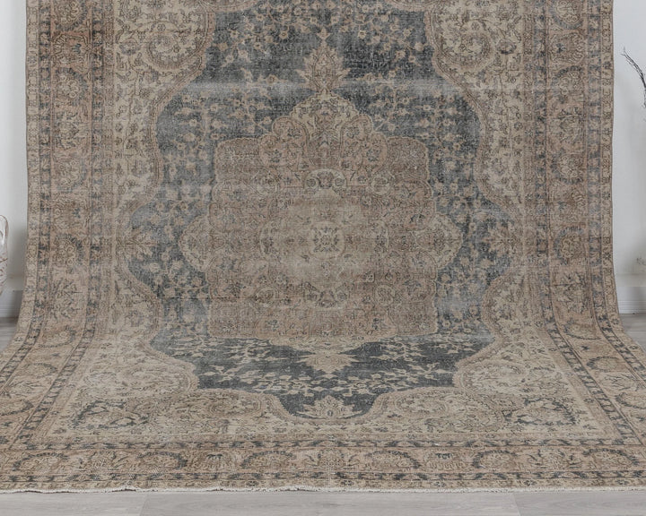 Blue Turkish Oushak Rug 8' x 11' 2" Hand-Knotted | No. VR49803