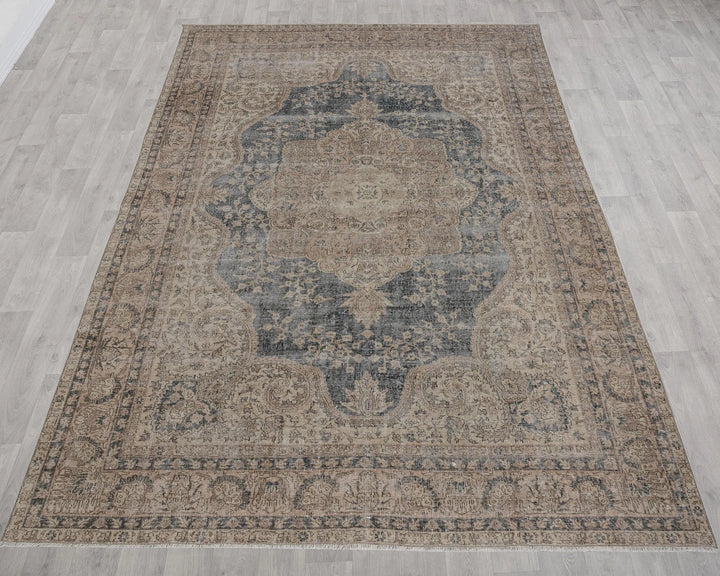 Blue Turkish Oushak Rug 8' x 11' 2" Hand-Knotted | No. VR49803
