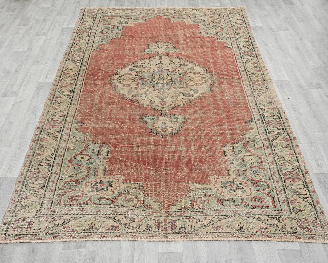 Multicolor Turkish Oushak Rug 6' x 9' 6" Hand-Knotted | No. VR49827
