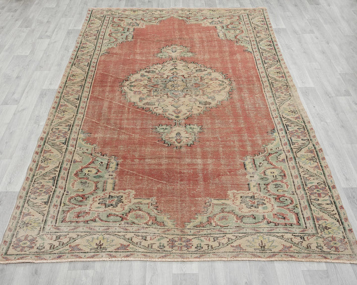 Multicolor Turkish Oushak Rug 6' x 9' 6" Hand-Knotted | No. VR49827